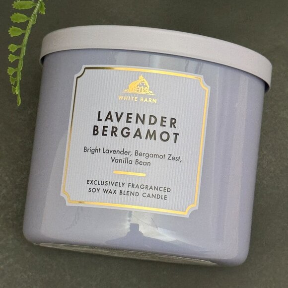 BBW Lavender Bergamot White Barn Bath & Body Works 3 Wick Candle - Picture 5 of 10